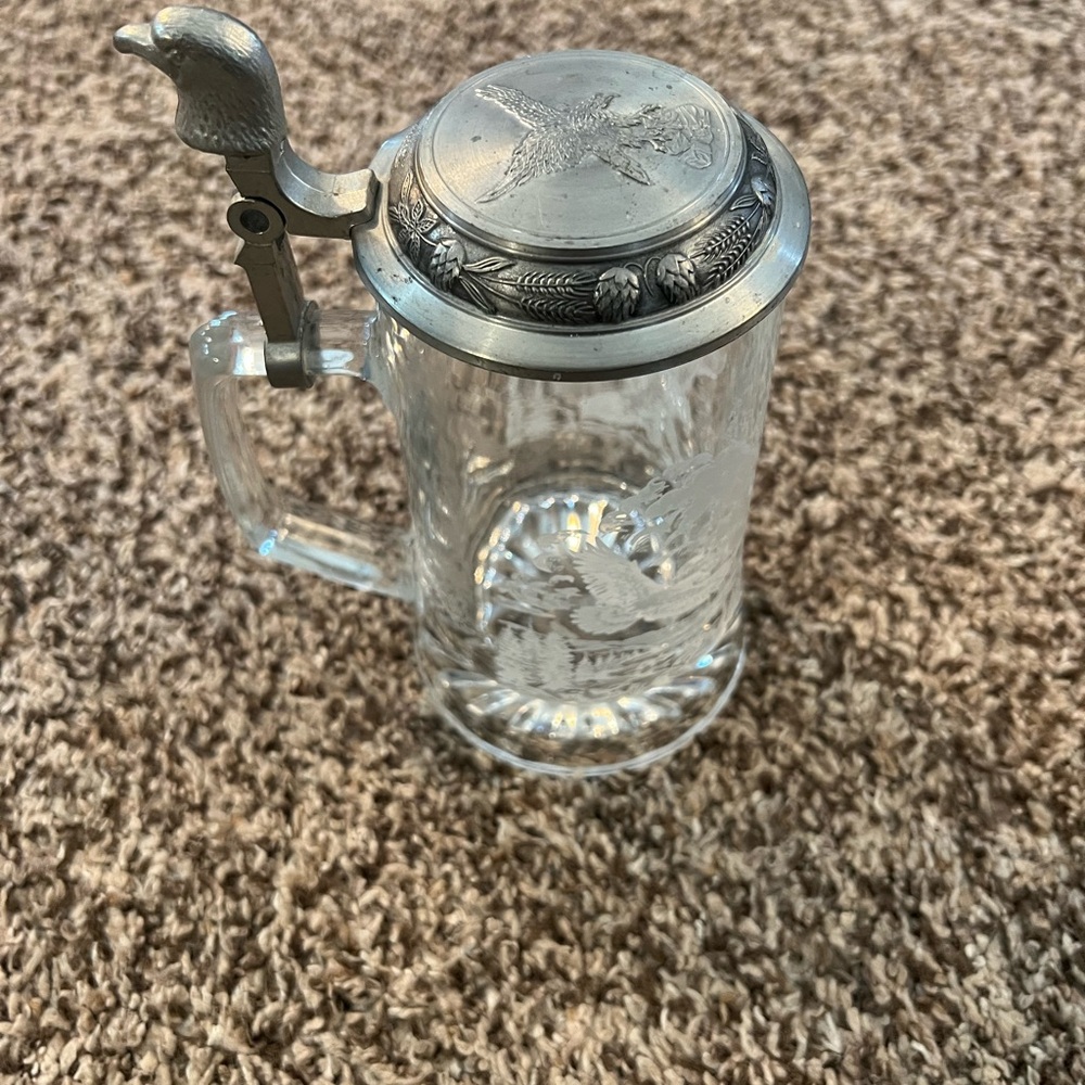 Glass Beer Stein with Silver Lid